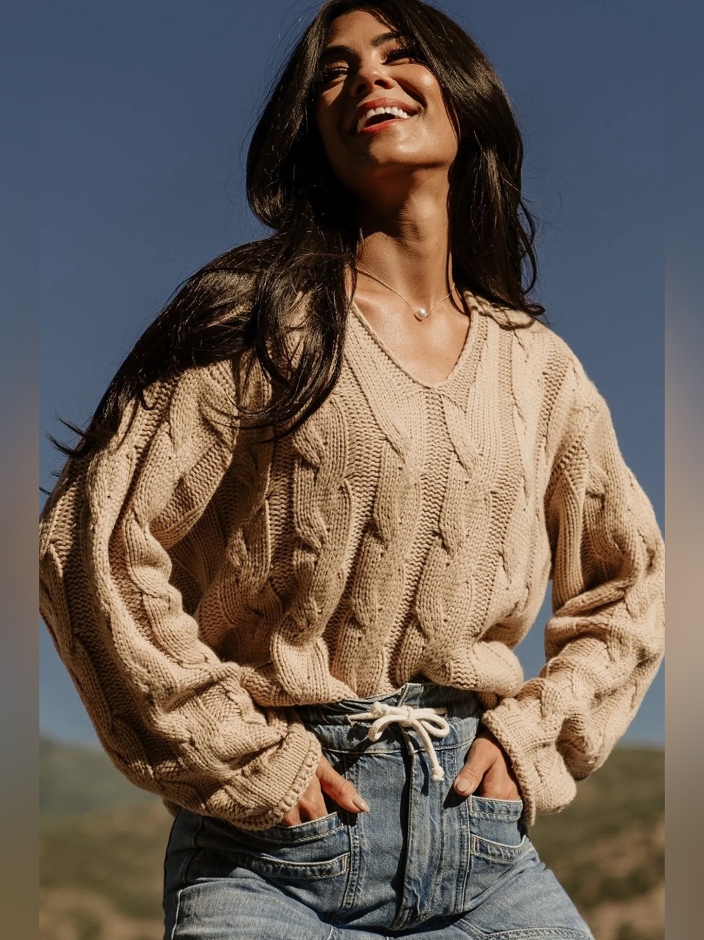 Baltic Born Jordan Cable Knit Sweater in Taupe Sz XL X-large BNWT